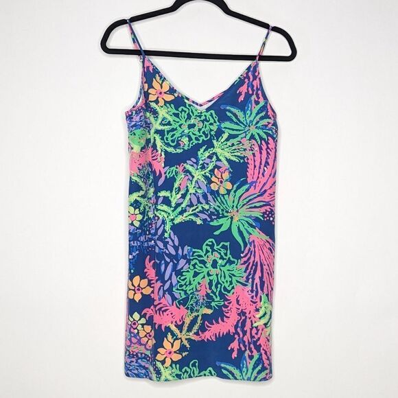 Lilly Pulitzer Lela Silk Dress in Indigo All a Glow Slip Mini Dress - Picture 1 of 8